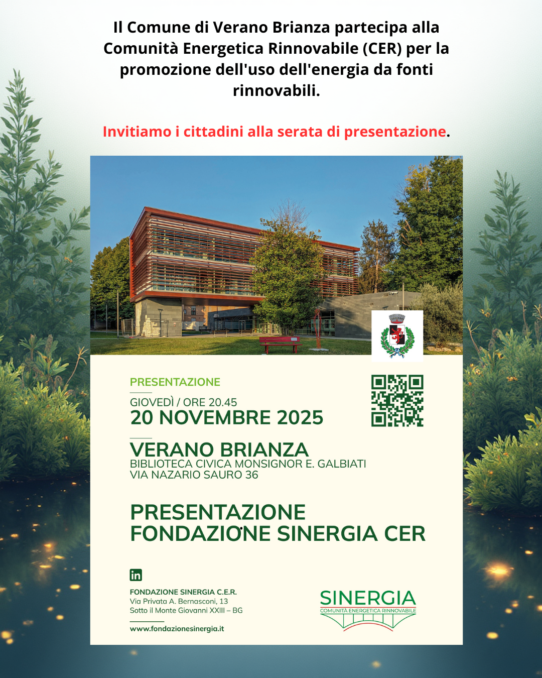 SERATA DI PRESENTAZIONE COMUNITÀ ENERGETICA RINNOVABILE (CER)