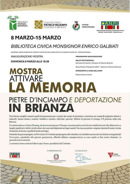 MOSTRA ATTIVARE LA MEMORIA | PIETRE D’INCIAMPO E DEPORTAZIONE IN BRIANZA