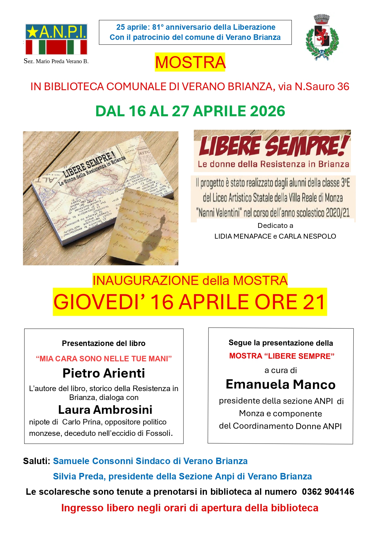 LIBERE SEMPRE – LE DONNE DELLA RESISTENZA IN BRIANZA